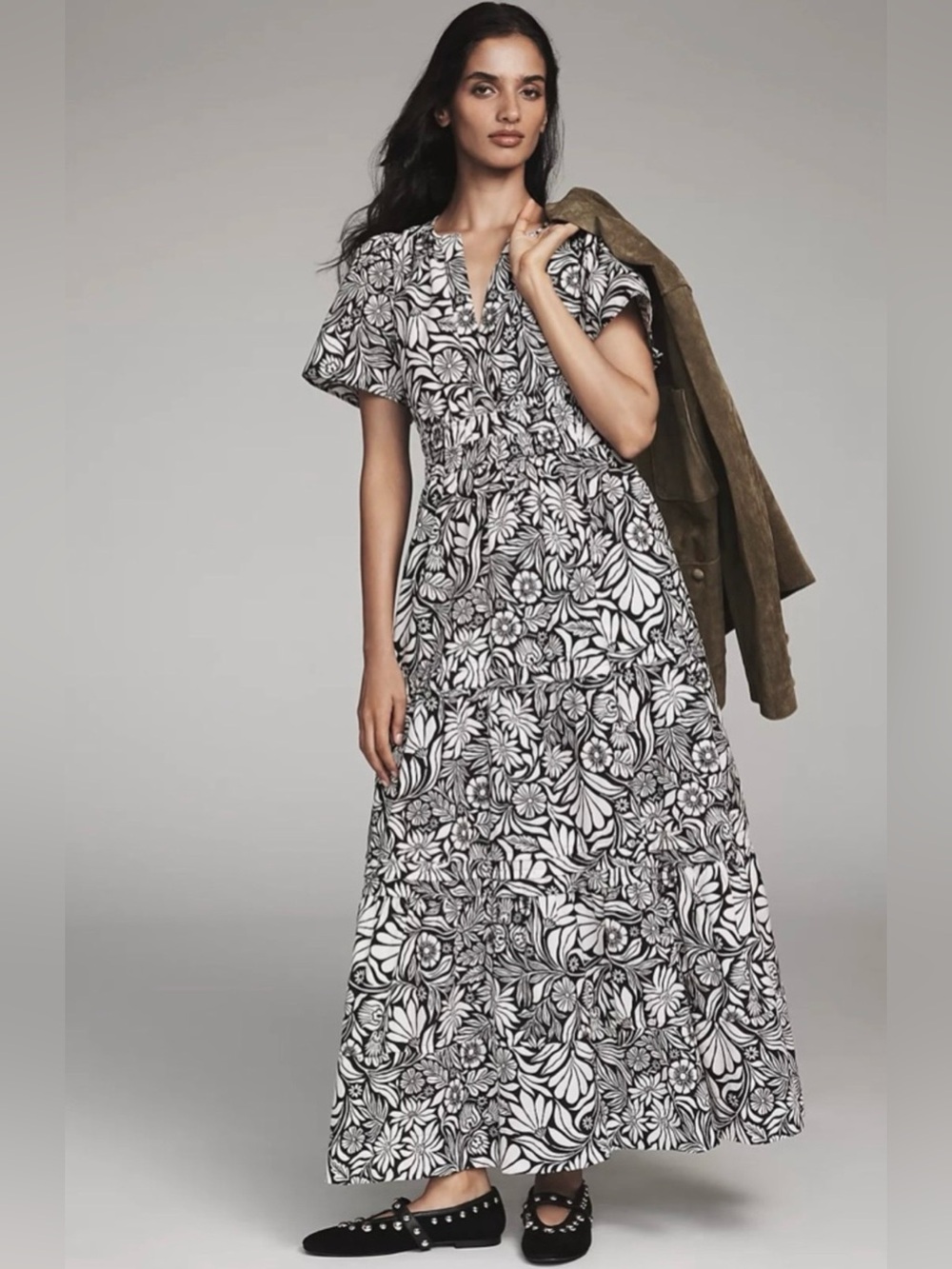 Somerset Maxi Black & White Floral Maxi Dress - Women's Tiered Summer Dress